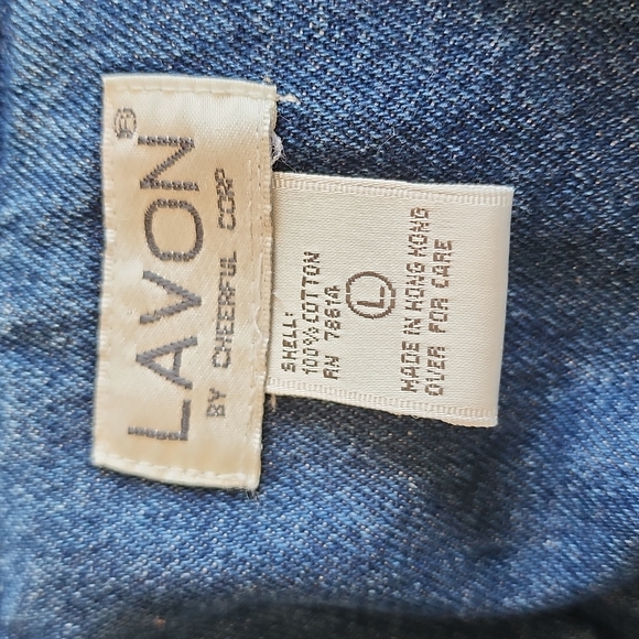 Lavon by Cheerful Corp 80’s Paisley Accent Oversized Jean Bomber Jacket Sz Large - Picture 8 of 8